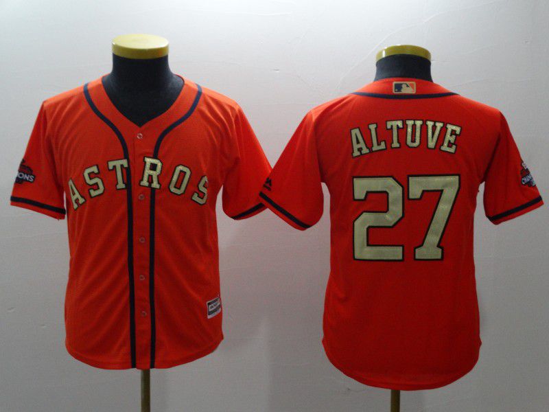 Youth Houston Astros #27 Altuve Orange Champion Edition MLB Jerseys